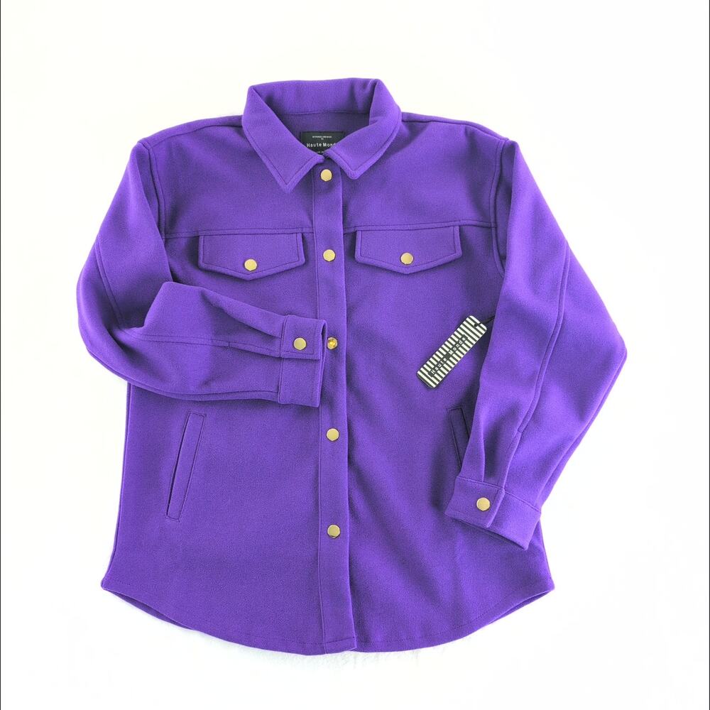 Haute Monde NWT Purple Snap Up Shacket Women's Medium